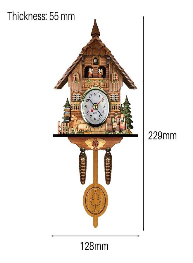 Gazaar Cuckoo Clock Antique Wooden Cuckoo Birdhouse Wall Clock Home Decor Hanging Cuckoo Clock Auto Swing Pendulum Home Decor, Antique Wooden Pendulum Quartz Wall Clock (CM010) - Image 5